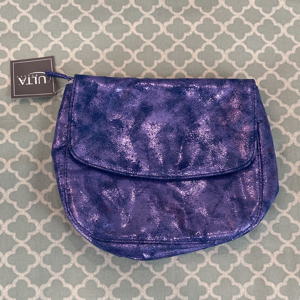 Ulta Metallic Blue Cosmetic Bag NWT